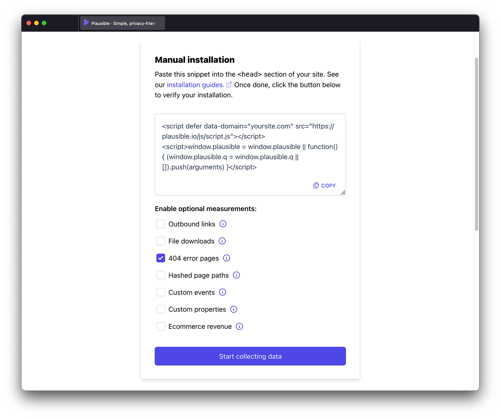 Enable 404 tracking during onboarding